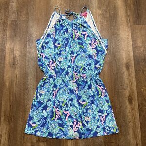 Lilly Pulitzer Gianni Skort Romper in the Blue Sea Turtle Villa Corsica Size L